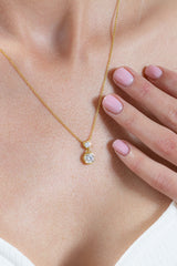 1.25 Carat Opera Round-Cut Moissanite Pendant Necklace in 18K Yellow Gold over Silver 16"-18"