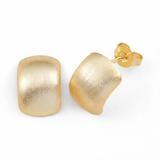 Metal Masters 14K Gold Plated Brushed Matte Curved Stud Earrings for Women 8MM