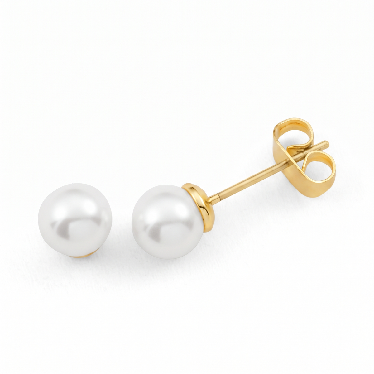 Metal Masters Womens 14K Gold Plated Dainty Layering Pearl and Starfish Duo Stack Stud Earrings Set Pushback