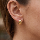 Metal Masters 14K Gold Plated Chunky Hammered Huggie Hoop Earrings for Women 5MM