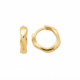 Metal Masters 14K Gold Plated Freeform Wavy Huggie Hoop Earrings Minimalist Stack