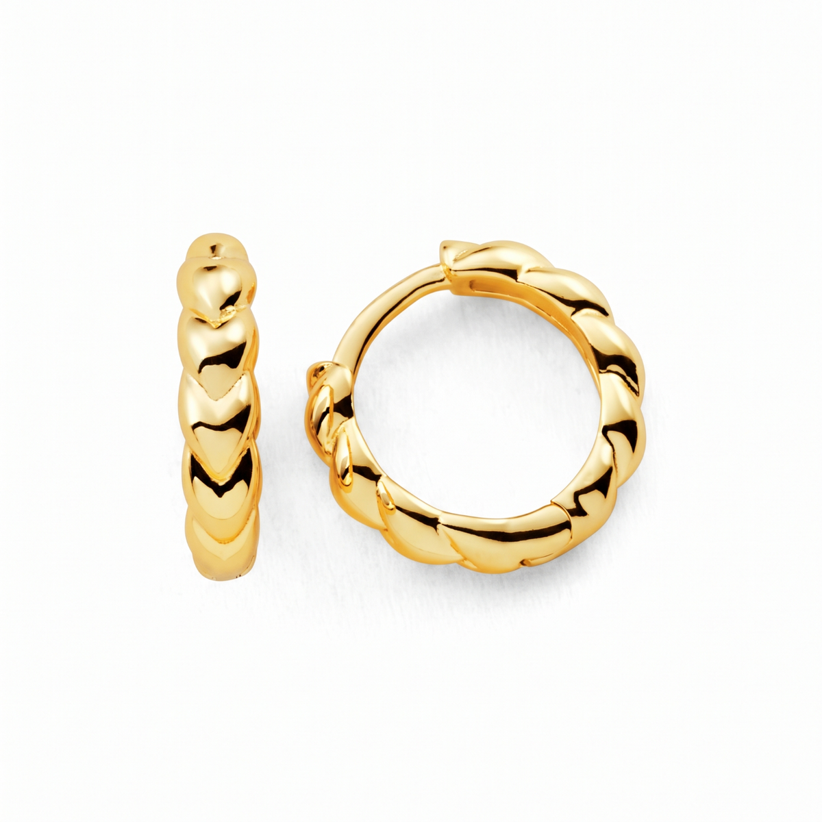 Metal Masters 14K Gold Plated Braided Huggie Hoop Earrings Trendy Ear Stack
