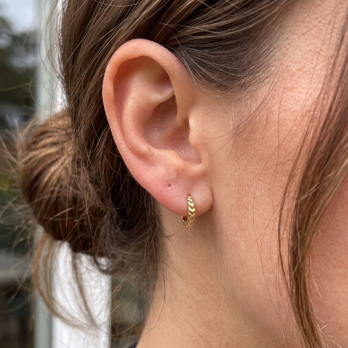 Metal Masters 14K Gold Plated Braided Huggie Hoop Earrings Trendy Ear Stack