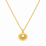14K Gold Plated Daisy Flower Necklace for Women Waterproof with Adjustable 16-18 in Chain