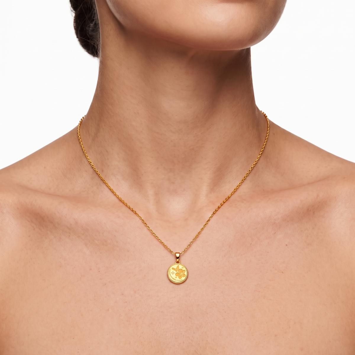 14K Gold Plated Dainty Hibiscus Enameled Necklace Pendant for Women with Adjustable 16-18 in Chain