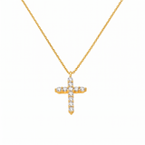 14K Gold Plated Cubic Zirconia Cross Faith Pendant Necklace for Women Waterproof Adjustable 16 to 18 in Chain