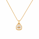 Dainty Mother of Pearl NorthStar Polaris Pendant Necklace for Women, 14K Gold Plated, Adjustable 16 to 18 in Chain