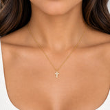 Metal Masters Dainty 14K Gold Plated Enamel Cross Pendant Necklace for Women, Adjustable 16 to 18 Inch Chain