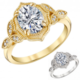 Metal Masters Womens 2.15 Carat Oval Moissanite Victorian Vintage Milgrain Engagement Ring 18K Gold Plated VVS D-Color