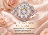 Metal Masters Womens 2.15 Carat Oval Moissanite Victorian Vintage Milgrain Engagement Ring 18K Gold Plated VVS D-Color