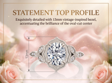Metal Masters Womens 2.15 Carat Oval Moissanite Victorian Vintage Milgrain Engagement Ring 18K Gold Plated VVS D-Color