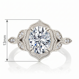 Metal Masters Womens 2.15 Carat Oval Moissanite Victorian Vintage Milgrain Engagement Ring 18K Gold Plated VVS D-Color
