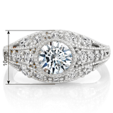 Metal Masters Womens 1.75 CTW Moissanite Vintage Engagement Band Ring 18K Gold Plated VVS D-Color Edwardian Milgrain Contoured