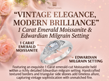 Metal Masters Womens 1 Carat Emerald Moissanite Engagement Ring Vintage Edwardian 18K Gold Plated Ring Dainty Trillion Frosted