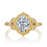 Metal Masters Womens 2.15 Carat Oval Moissanite Victorian Vintage Milgrain Engagement Ring 18K Gold Plated VVS D-Color