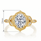 Metal Masters Womens 2.15 Carat Oval Moissanite Victorian Vintage Milgrain Engagement Ring 18K Gold Plated VVS D-Color