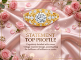 Metal Masters Womens 1.75 CTW Moissanite Vintage Engagement Band Ring 18K Gold Plated VVS D-Color Edwardian Milgrain Contoured