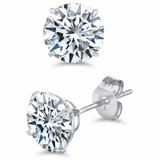 Metal Masters Round Brilliant-cut Moissanite Stud Earrings 18K White Gold over Silver Butterfly Pushback