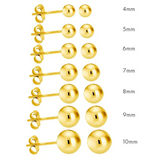 Classic 14K Gold Plated or White Gold Plated Ball Stud Earrings Sterling Silver 925 Pushback Anti-Tarnish Hypoallergenic