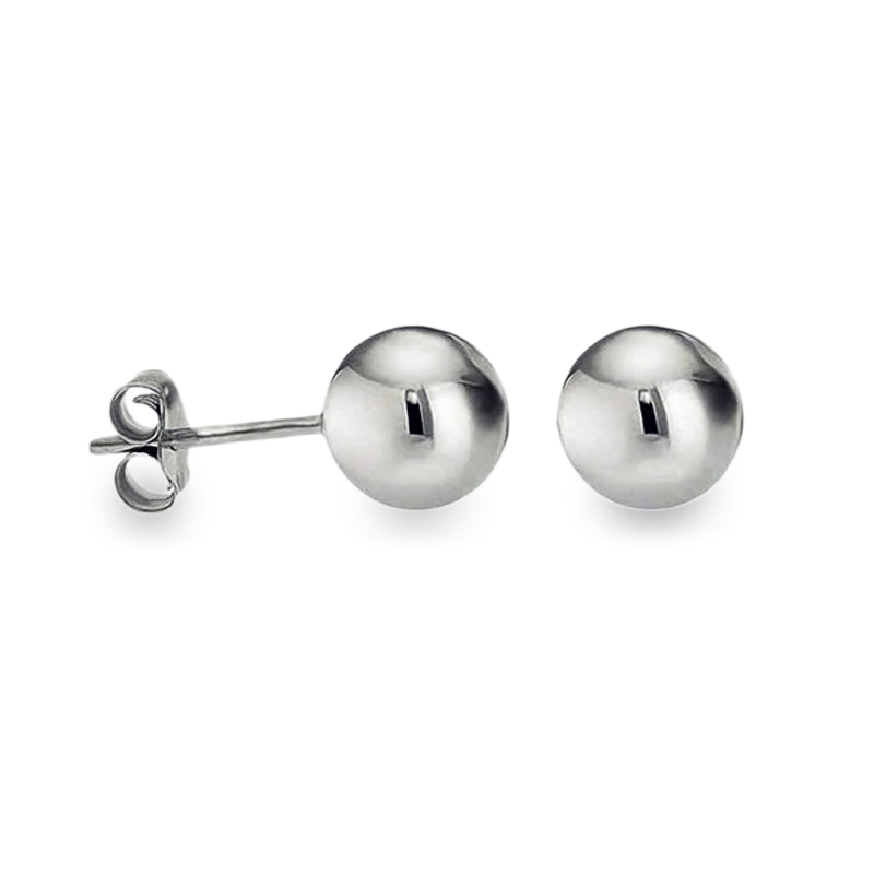 Classic 14K Gold Plated or White Gold Plated Ball Stud Earrings Sterling Silver 925 Pushback Anti-Tarnish Hypoallergenic