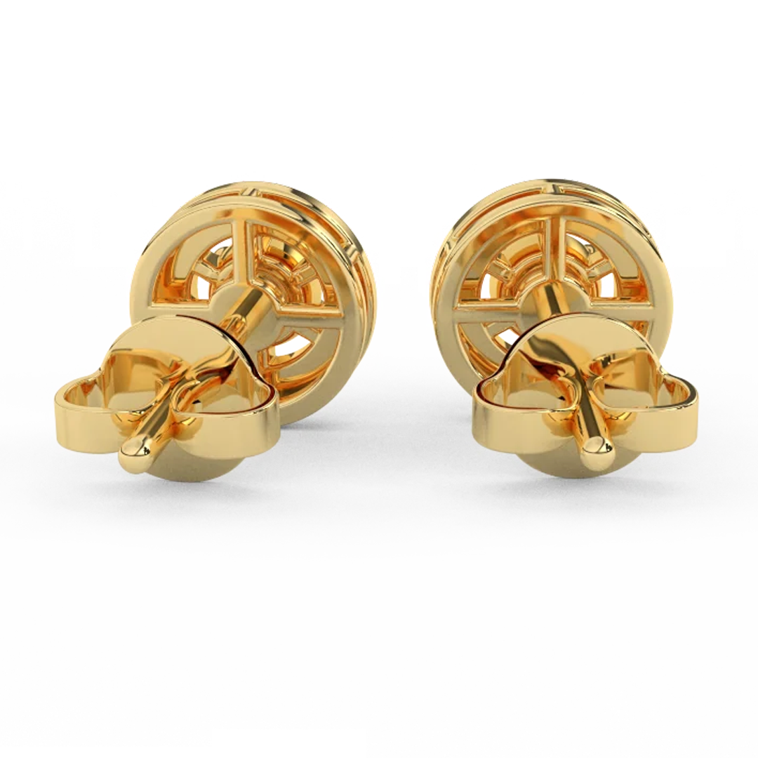 0.70 Carat Round Halo Stud Earrings for Women, 14K Gold Plated Sparkling Cluster Earrings