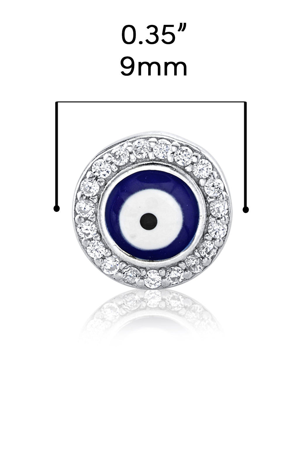 925 Sterling Silver Evil Eye Stud Earrings CZ Round-cut Cubic Zirconia