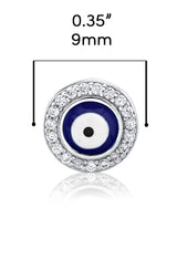 925 Sterling Silver Evil Eye Stud Earrings CZ Round-cut Cubic Zirconia