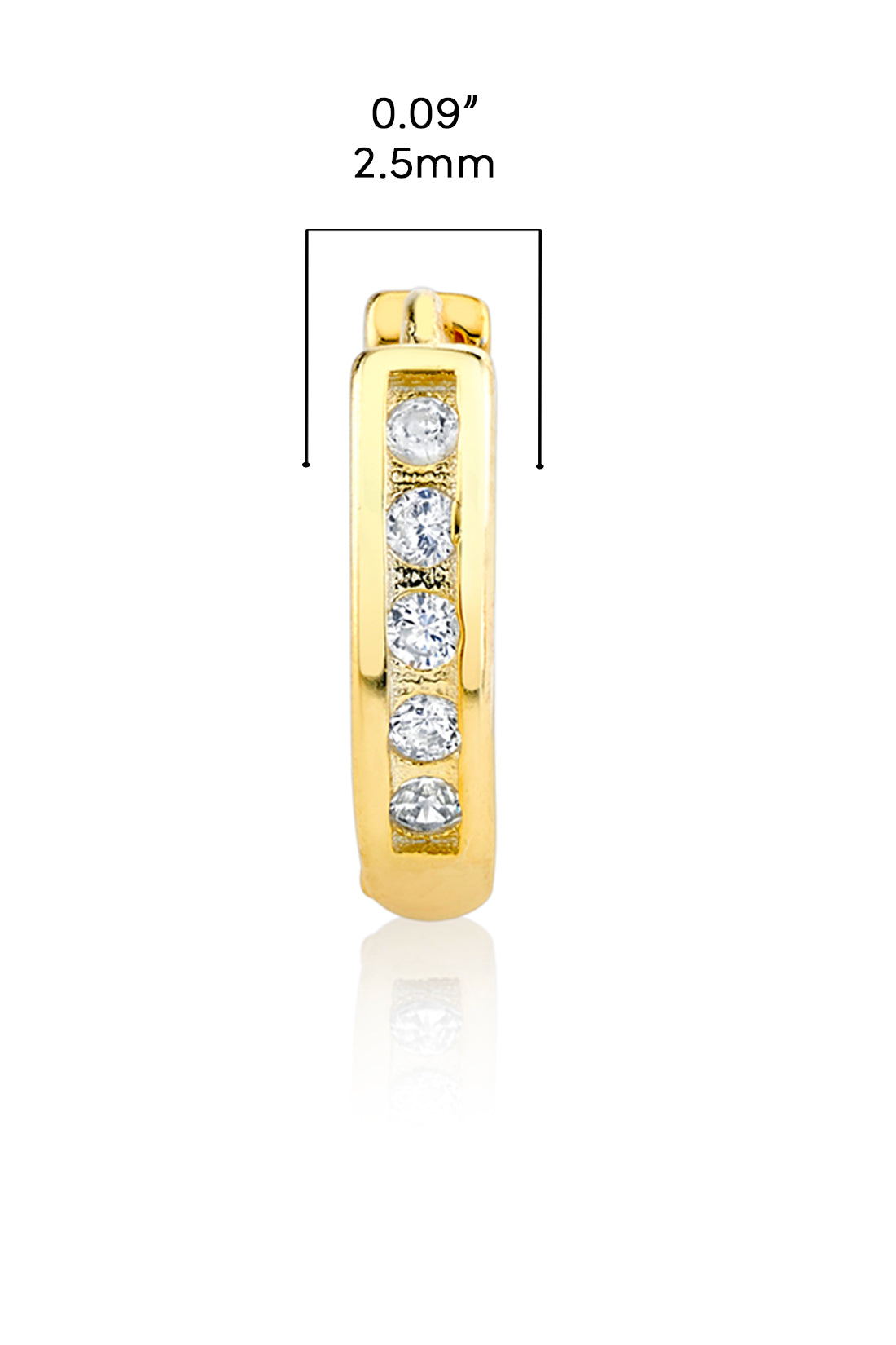 925 Sterling Silver Goldtone Huggie Hoop Earrings Pavé-Set Round CZ