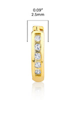 925 Sterling Silver Goldtone Huggie Hoop Earrings Pavé-Set Round CZ