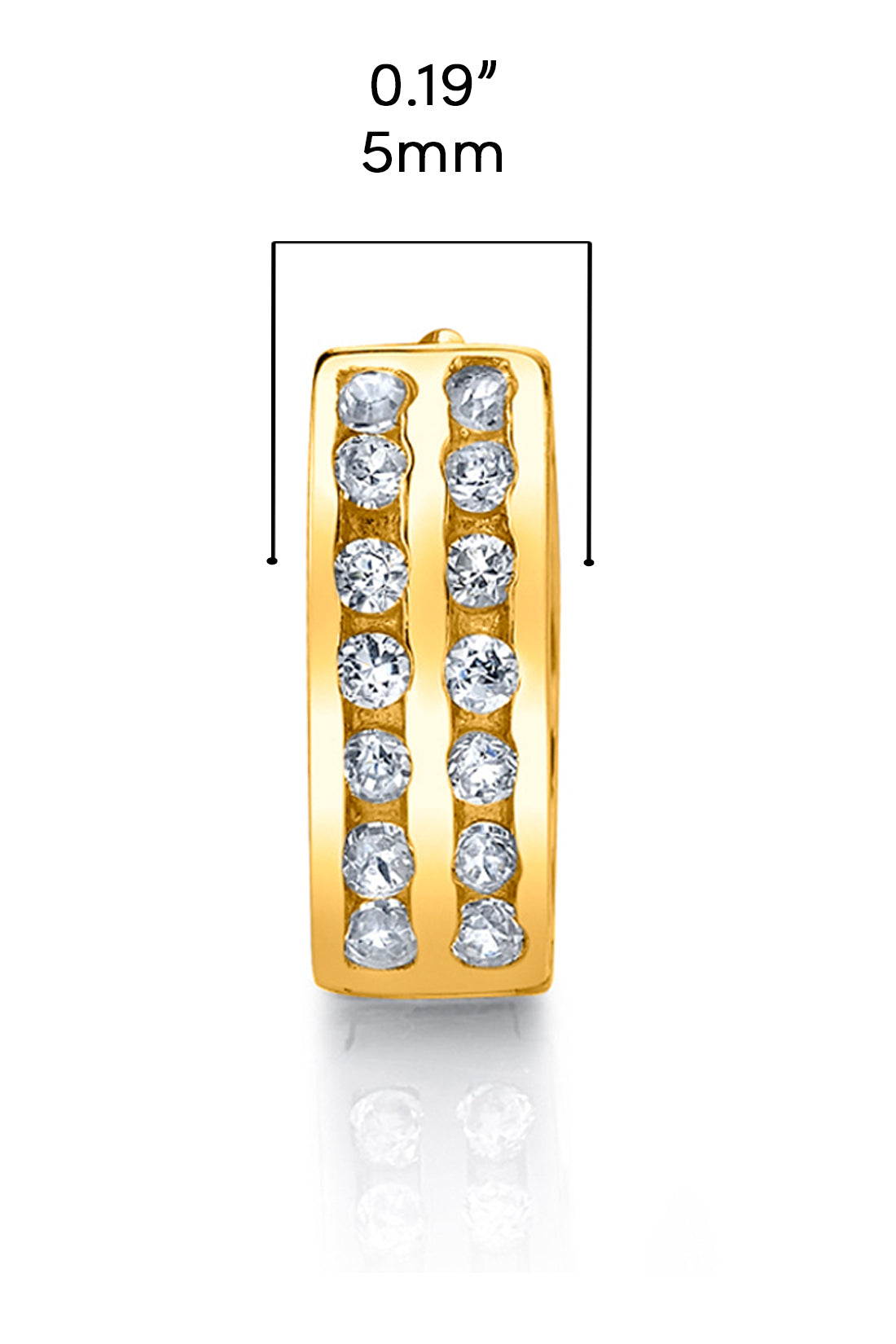 925 Sterling Silver Goldtone Huggie Hoop Earrings Pavé-Set Round CZ