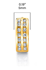 925 Sterling Silver Goldtone Huggie Hoop Earrings Pavé-Set Round CZ