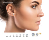 14K Solid Gold Round Stud Earrings Screwback CZ
