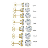 14K Solid Gold Round Stud Earrings Butterfly Cubic Zirconia CZ