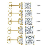 14K Gold Stud Earrings Princess Butterfly Cubic Zirconia CZ