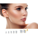 14K Gold Stud Earrings Princess Butterfly Cubic Zirconia CZ