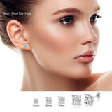 Metal Masters Princess-cut Moissanite Stud Earrings 18K White Gold over Silver Butterfly Pushback