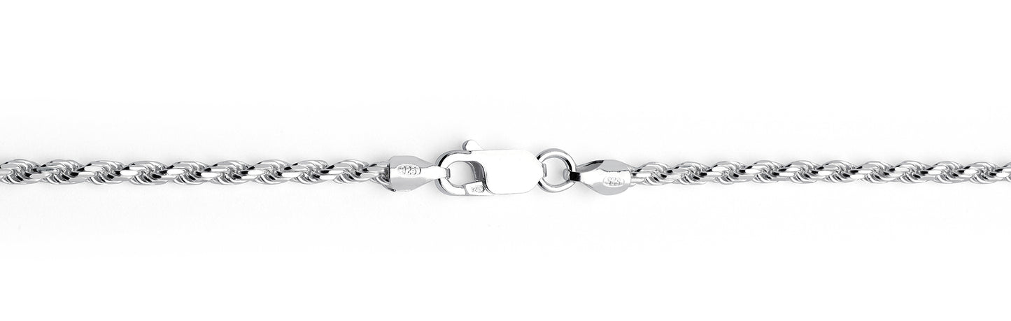 Men's 2.3MM Sterling Silver 925 Italian Rope Necklace Chain 16" 18" 20" 22" 24" 30"