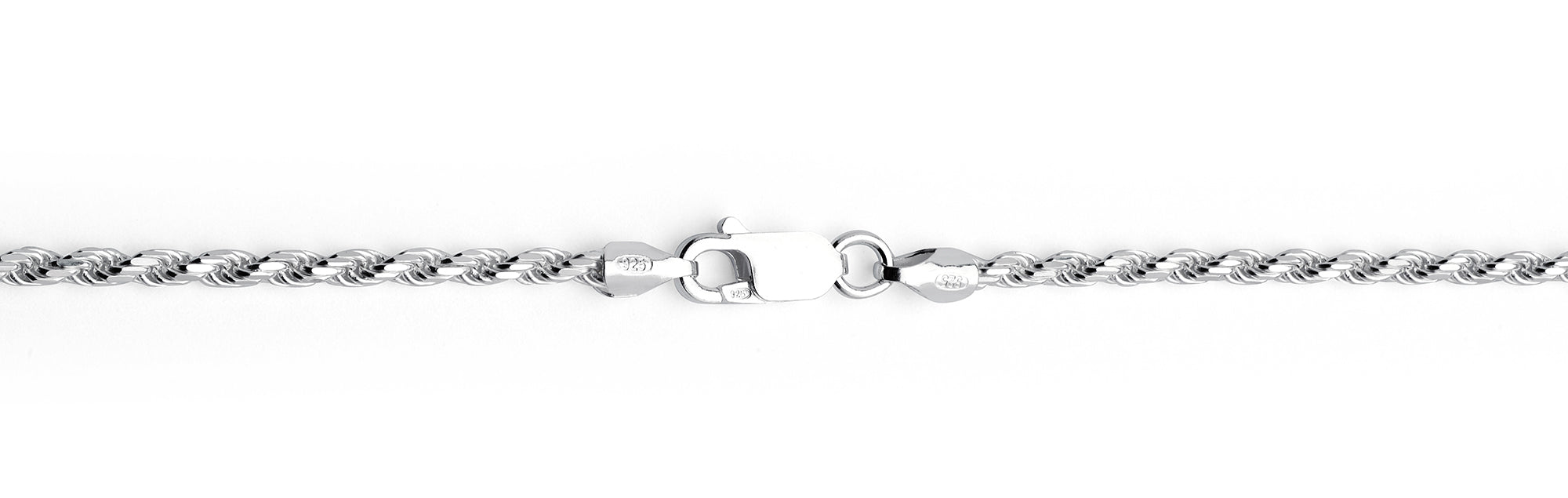 Men's 2.3MM Sterling Silver 925 Italian Rope Necklace Chain 16" 18" 20" 22" 24" 30"