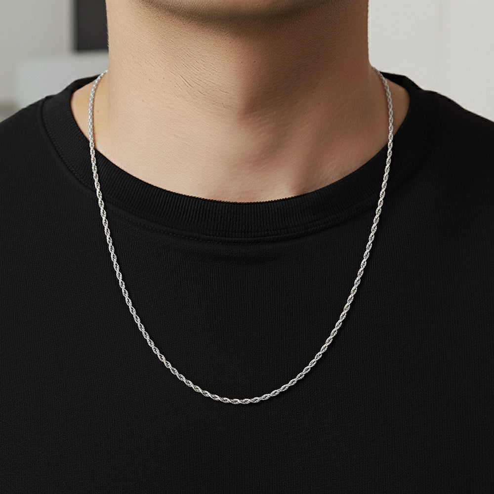 Men's 2.3MM Sterling Silver 925 Italian Rope Necklace Chain 16" 18" 20" 22" 24" 30"