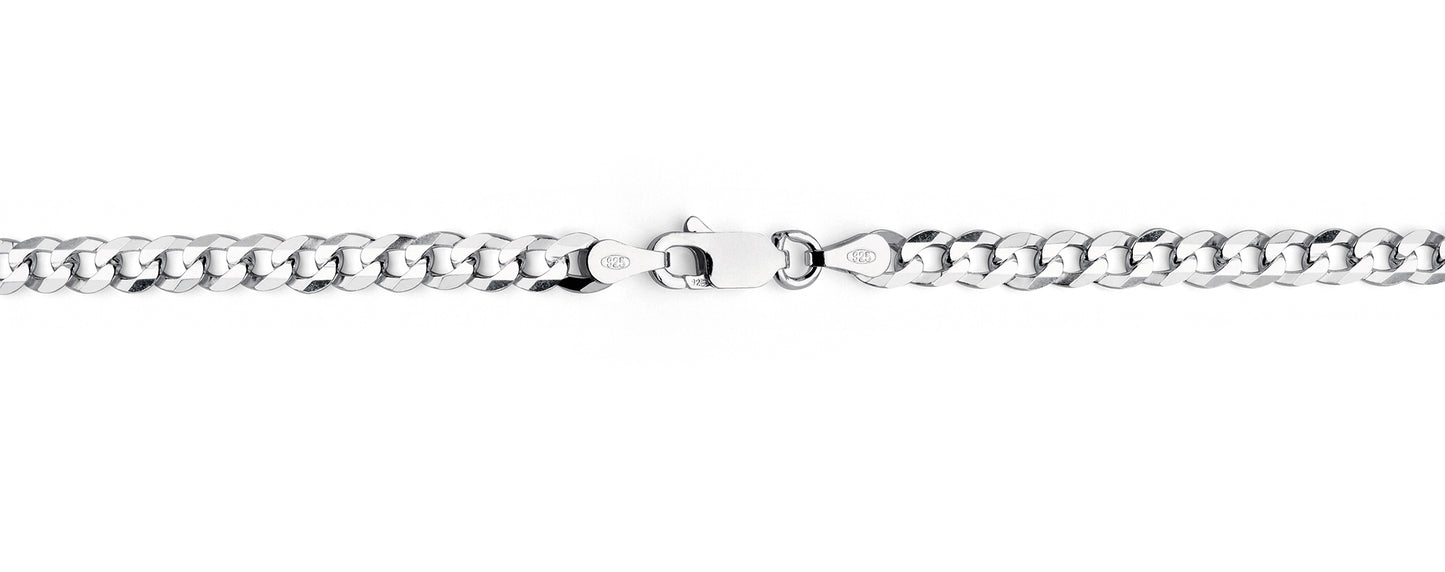 Men's 4MM Sterling Silver 925 Italian Curb Chain Necklace 16" 18" 20" 22" 24" 30"