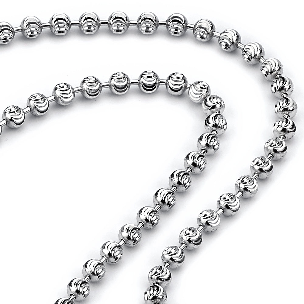 Womens Mens Sterling Silver 925 Bead Ball Chain Necklace Diamond-cut 2.5MM