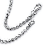 Womens Mens Sterling Silver 925 Bead Ball Chain Necklace Diamond-cut 2.5MM