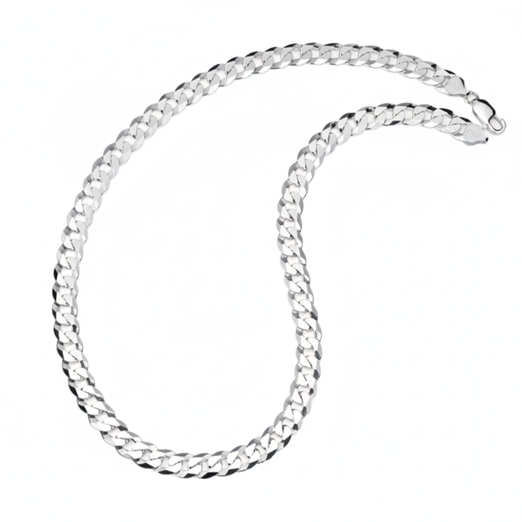 Men's 9MM Sterling Silver 925 Italian Curb Chain Necklace 20" 22" 24" 26" 28" 30"