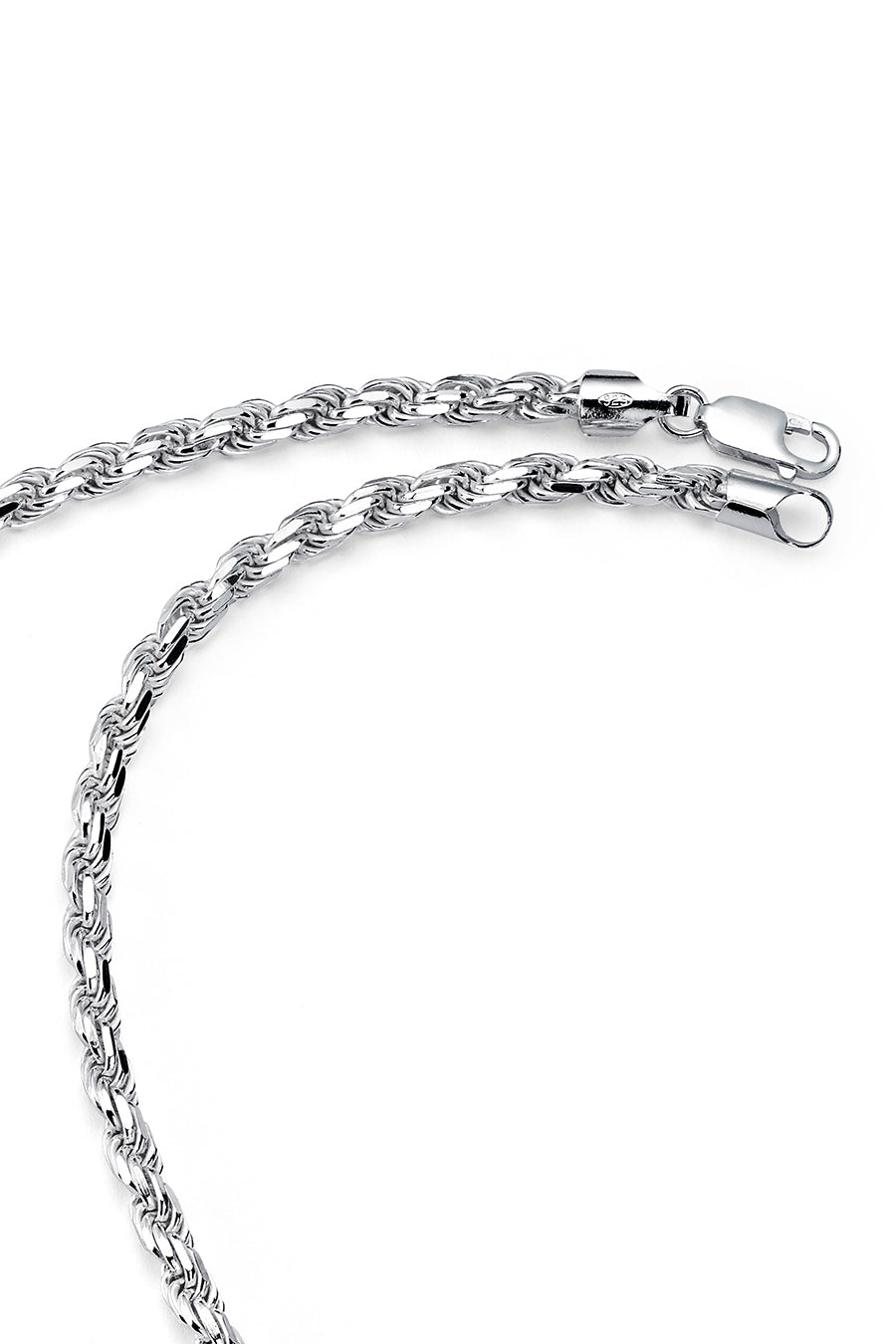 Men's 5.5MM Diamond-Cut Italian Rope Chain Sterling Silver 925 Necklace
