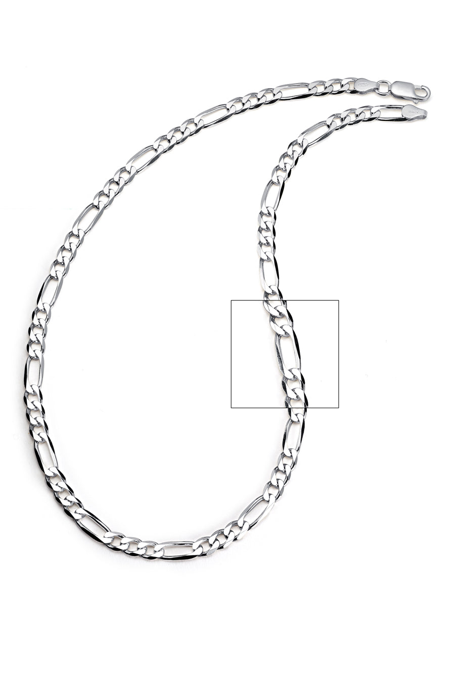 Men's 5MM Sterling Silver 925 Italian Figaro Chain Necklace Unisex