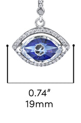 925 Sterling Silver 4 Ct. Evil Eye Pendant CZ Necklace 18" Chain Cubic Zirconia