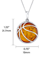 925 Sterling Silver Basketball Pendant Necklace 20" Chain