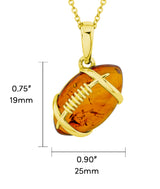 14K Gold-plated 925 Sterling Silver Football Pendant Amber Necklace 20" Chain