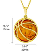 14K Gold-plated 925 Sterling Silver Basketball Pendant Necklace 20" Chain