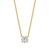 1.25 Carat 18K Gold Over 925 Sterling Silver Moissanite Solitare Pendant 17" Chain Necklace